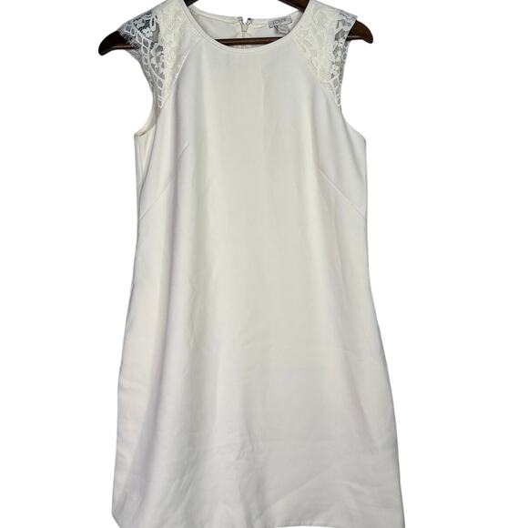 J. Crew Lace Cap Sleeve Knee Length Shift Dress Pockets Back Zip Lined 4 Ivory - Picture 15 of 15